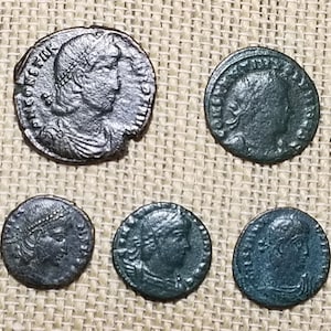 Authentic Ancient Bronze Roman Coins of the Constantine the Great Dynasty Lot of 5