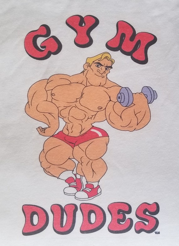 Gym Dudes Old School Bodybuilding Vintage Original Logo Workout Muscle  T-shirt Size S M L XL NEW