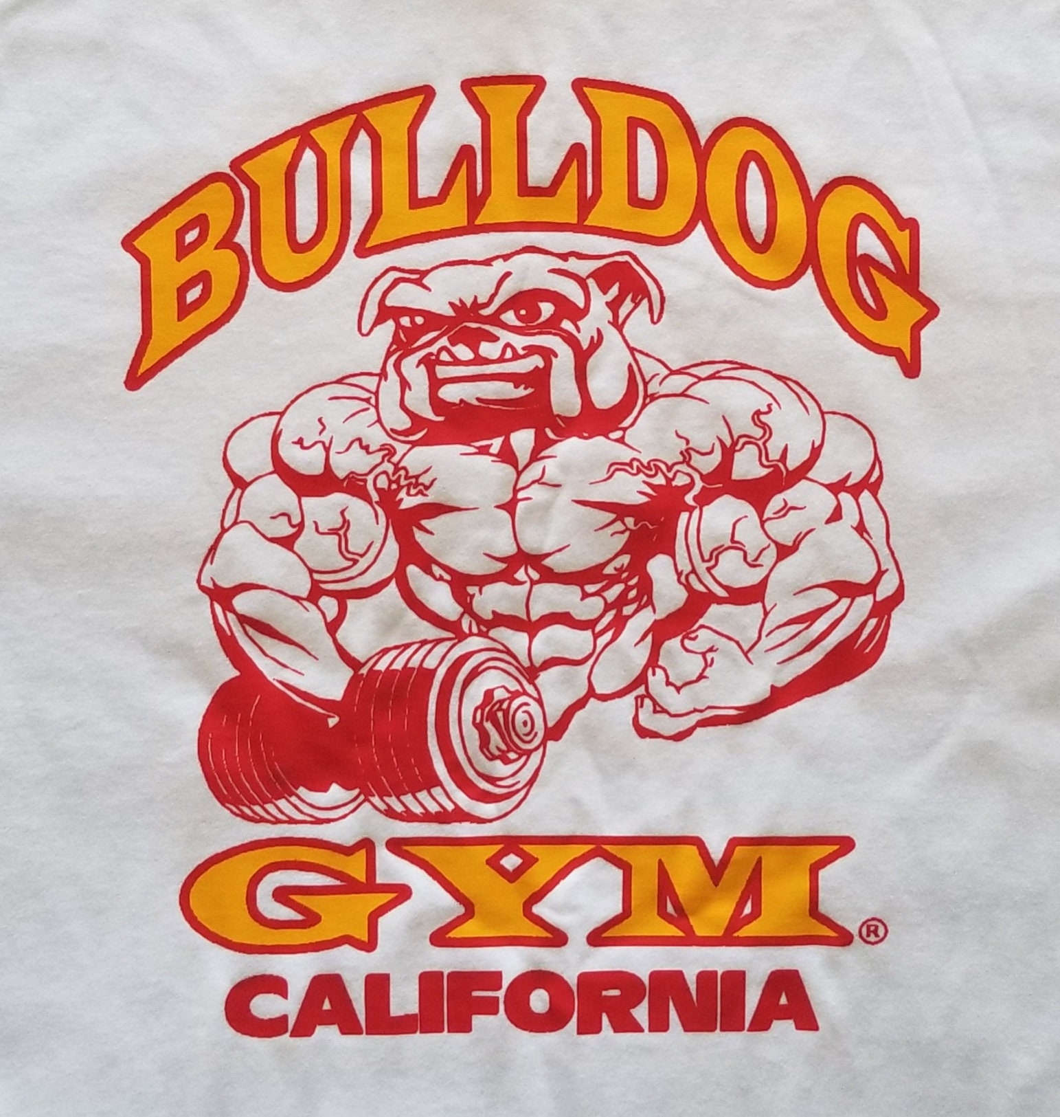 Bulldog Gym California Muscle Bodybuilding Workout Exercise White / Red /  Vintage Gold Ringer T-shirt Brand New Size M L XL -  Norway