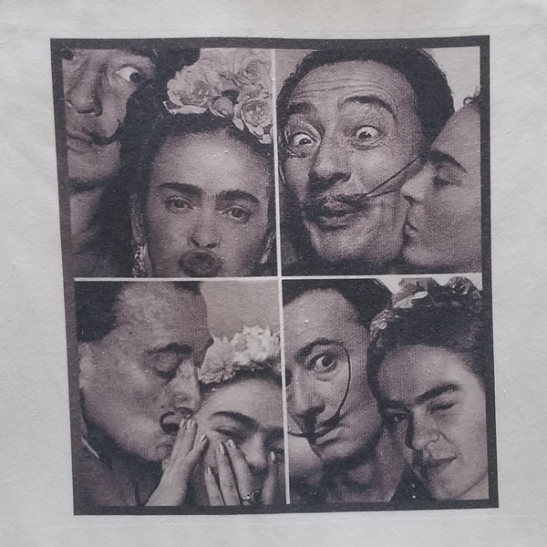 Salvador Dali and Frida Kahlo Love in Photo Booth Vintage Logo T-shirt Brand New Size S M L XL