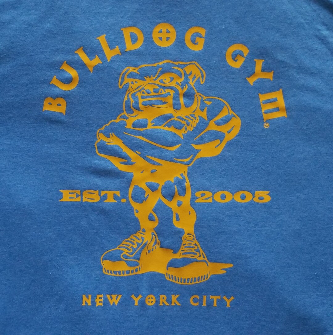 BULLDOG GYM New York City Vintage Logo Workout Bodybuilding Muscle T