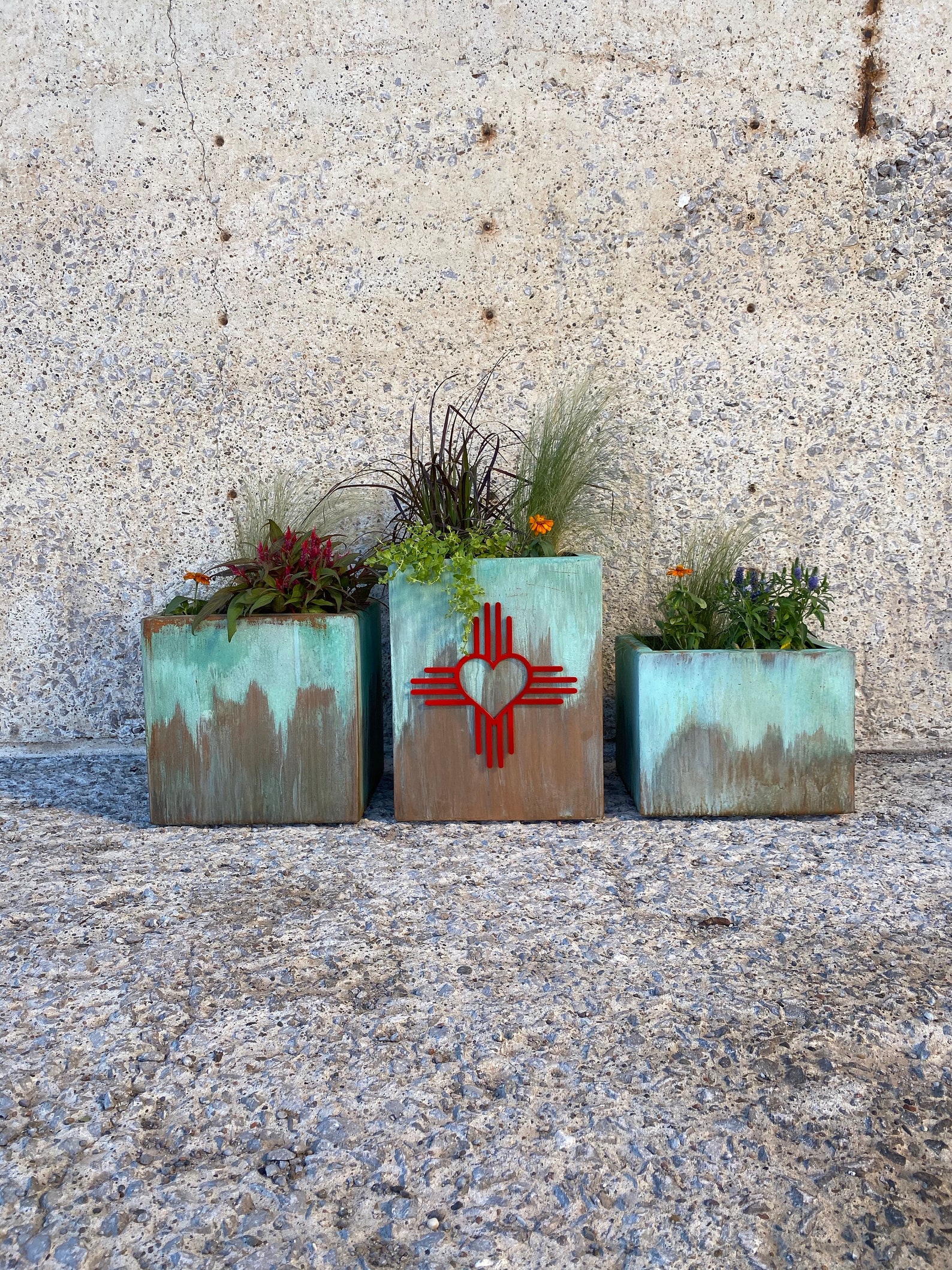 Outdoor Planter Modern Metal Planter Large With Drainage Etsy