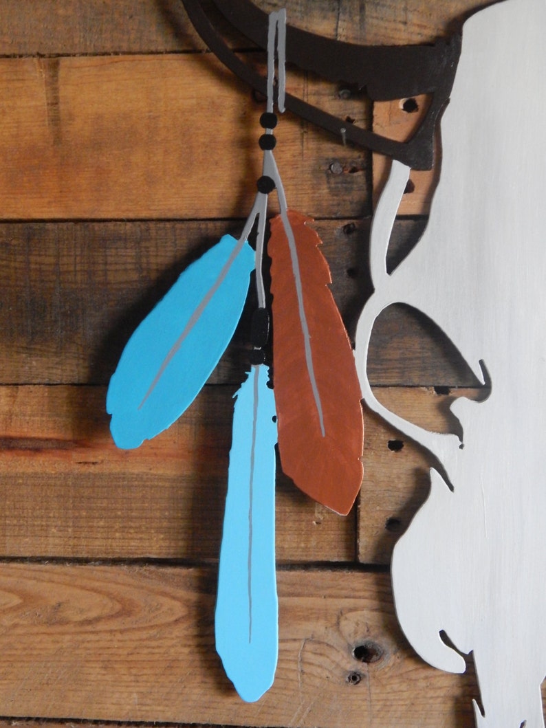 Western Metal Wall Art Boho Decor Hand Painted Cow Skull Etsy