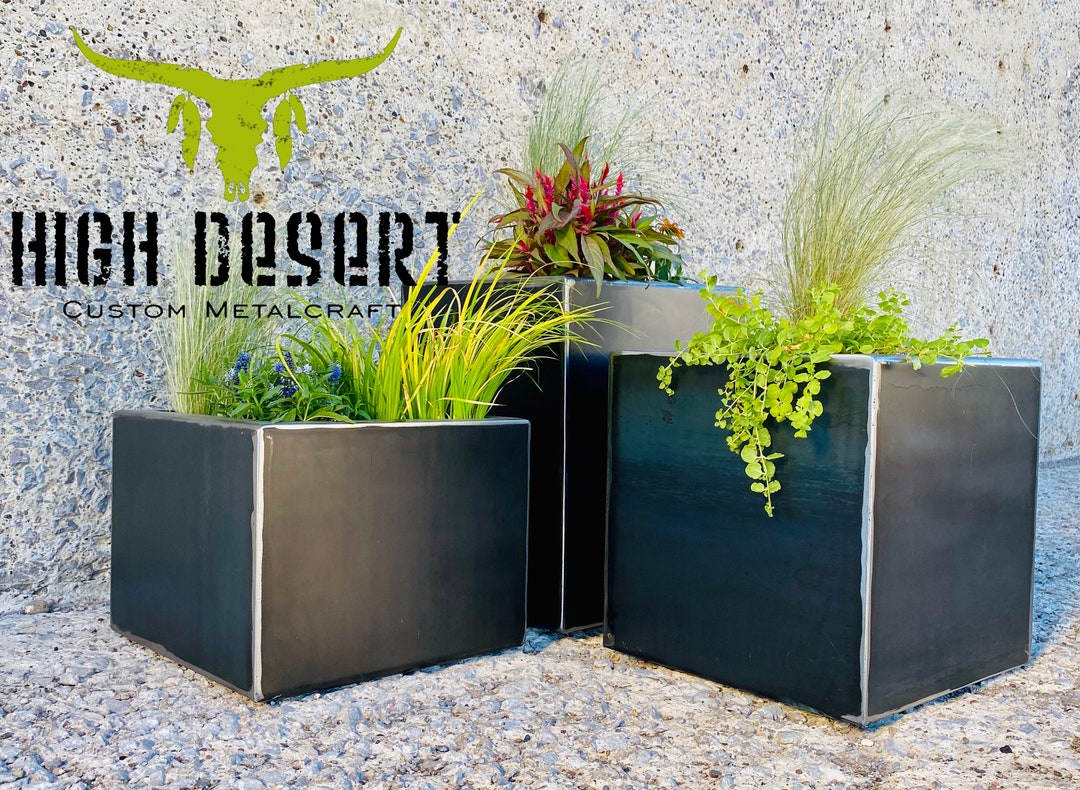 Raw Steel Large Planter Box - Minimalist - Outdoor - Modern Metal ...