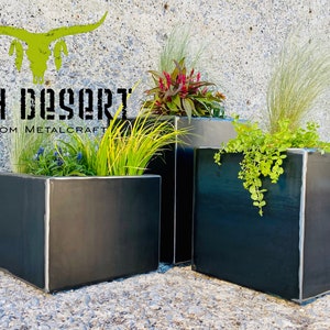 Ruwe stalen grote plantenbak - Minimalistisch - Buiten - Moderne metalen plantenbak - Grote plantenbak met drainage - Patio/Deck Decor - Tuinboxen