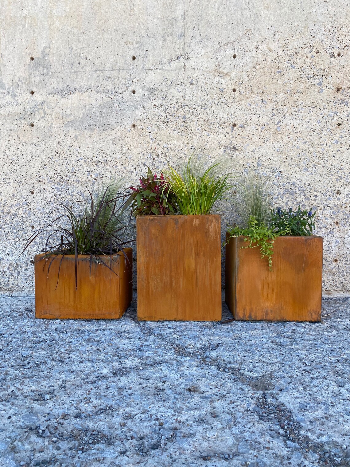 Modern Metal Planter Rust Large Outdoor Planter Box with | Etsy