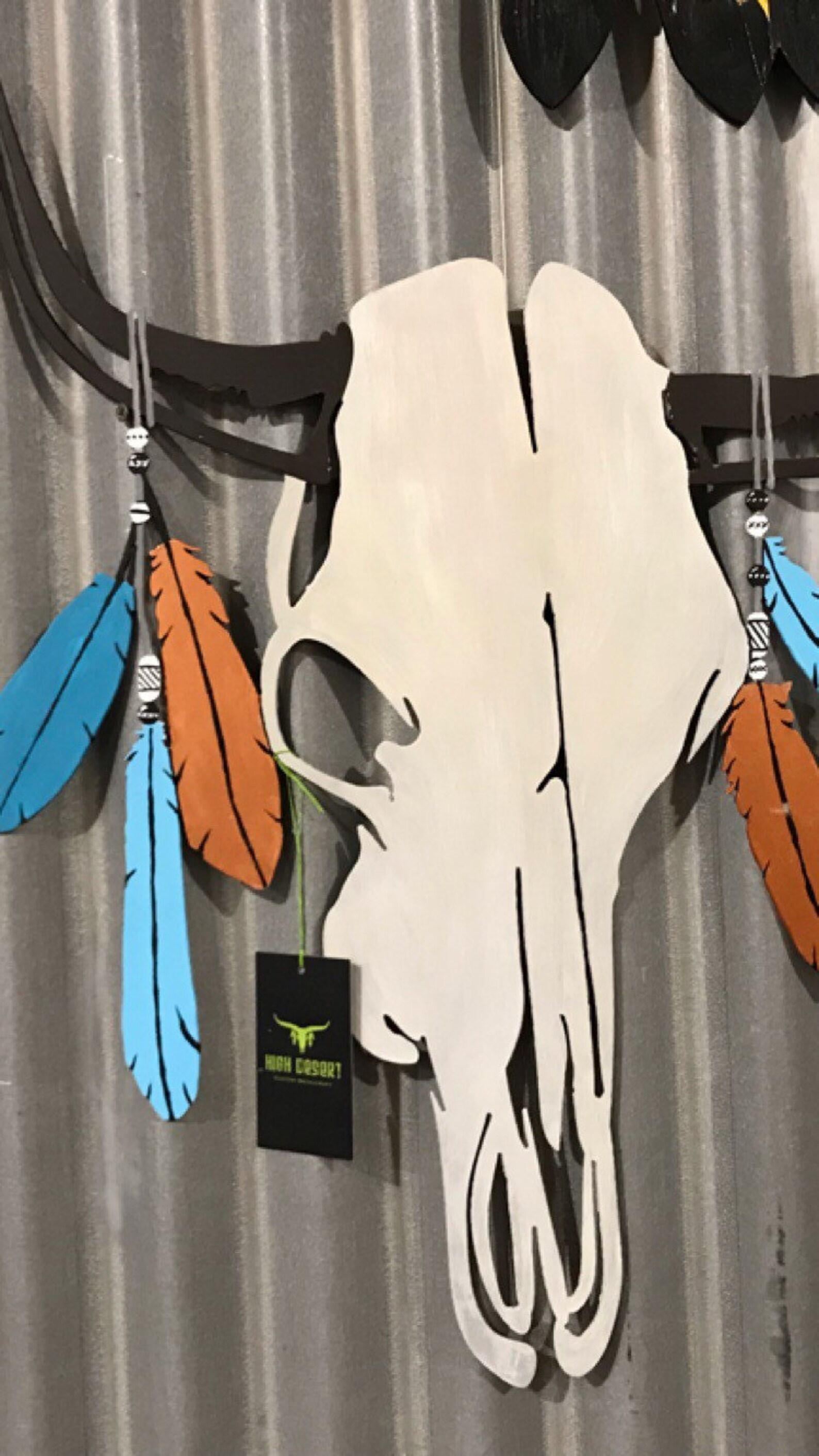 Western Metal Wall Art Boho Decor Hand Painted Cow Skull Etsy