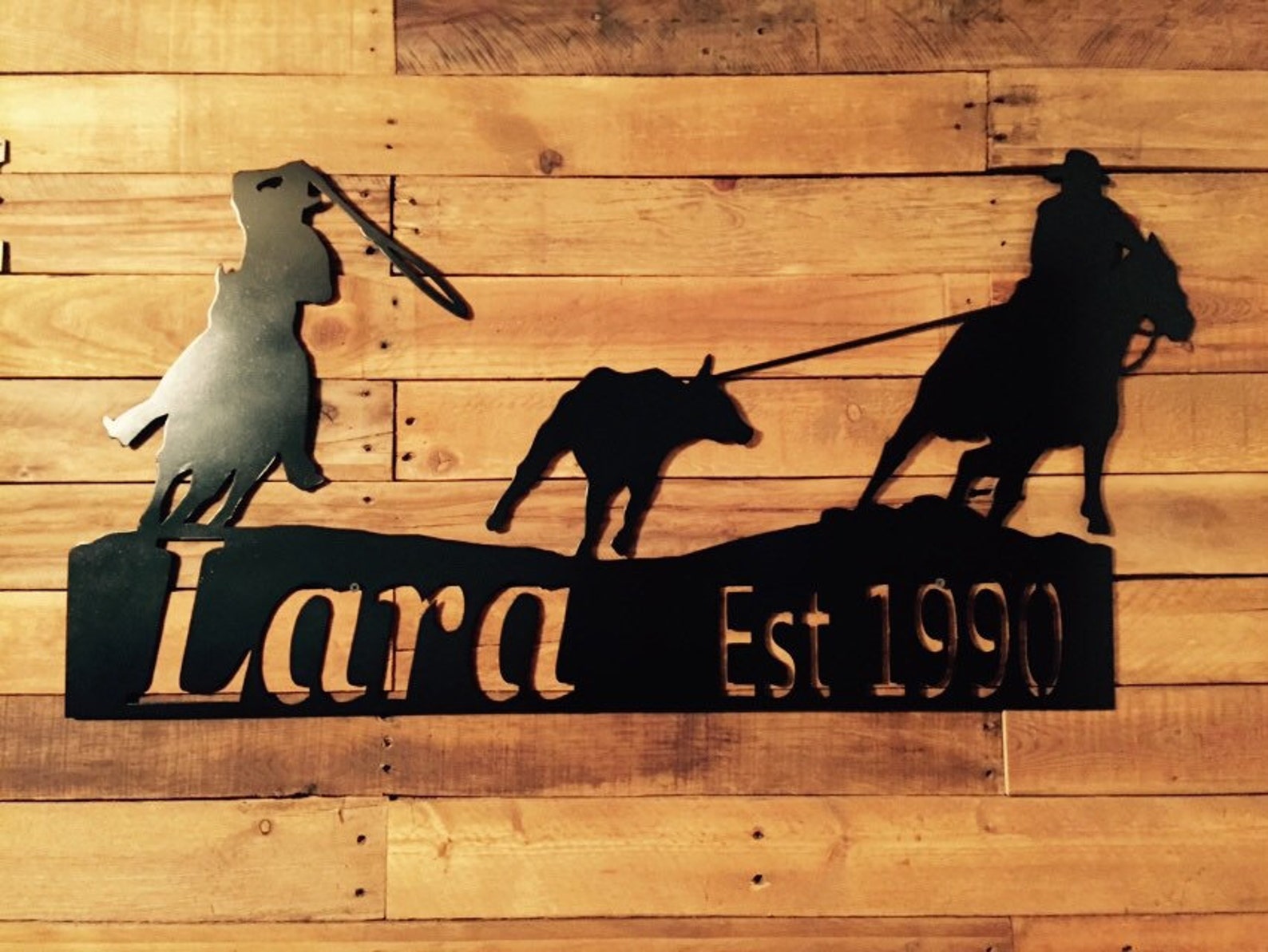 Team Roping Wall Clock Horse Metal Wall Art - Team Roper - Team Roping Metal - Rodeo - Rodeo ...