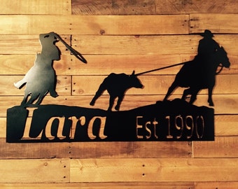 Team Roping Personalized Sign - Western - Rodeo - Gifts - Cowboy - Last Name Sign - Family Name Sign - Established Sign - Custom - Wedding