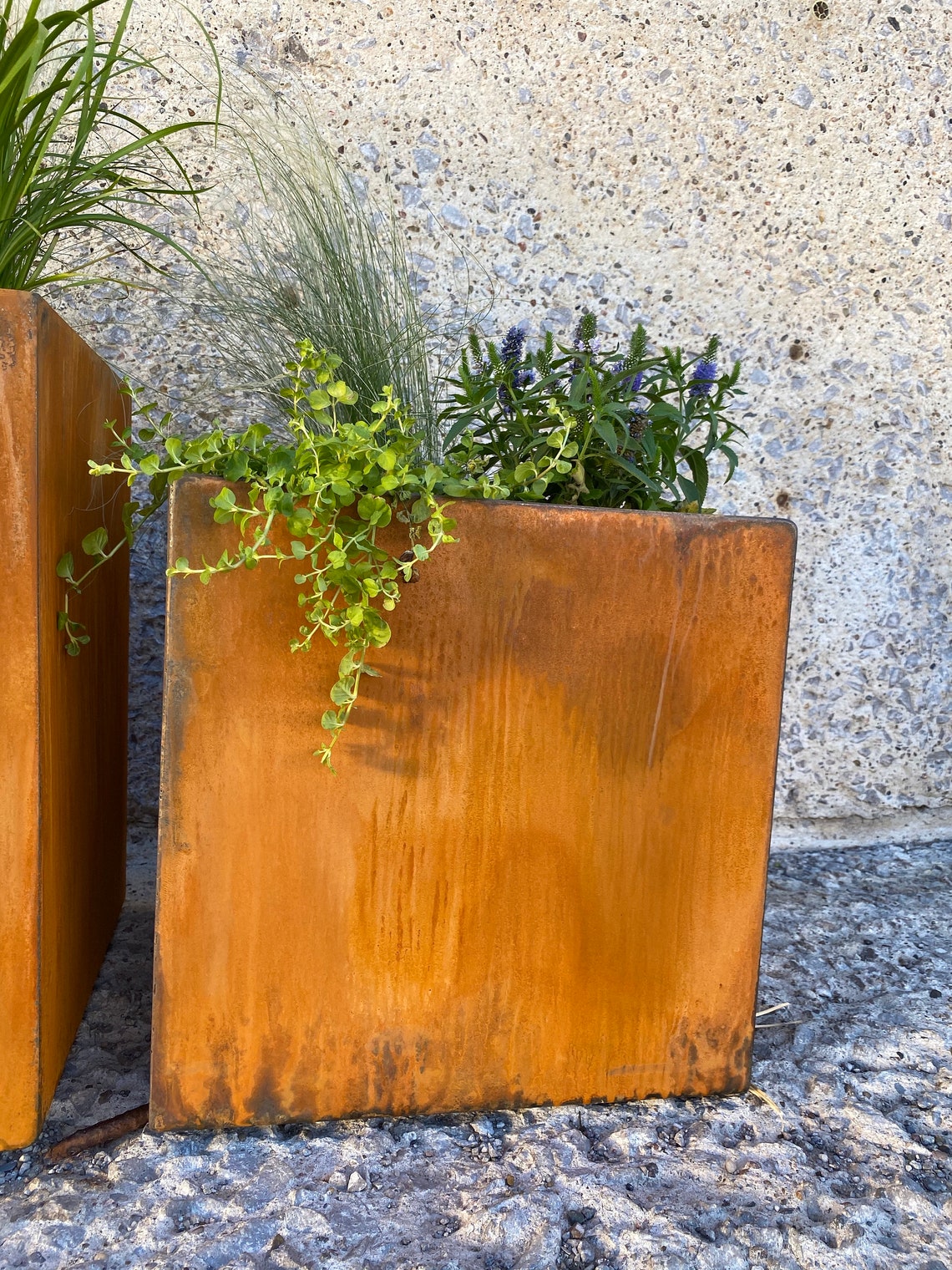Minimalist Outdoor Metal Planter Rust Modern Large Outdoor Etsy
