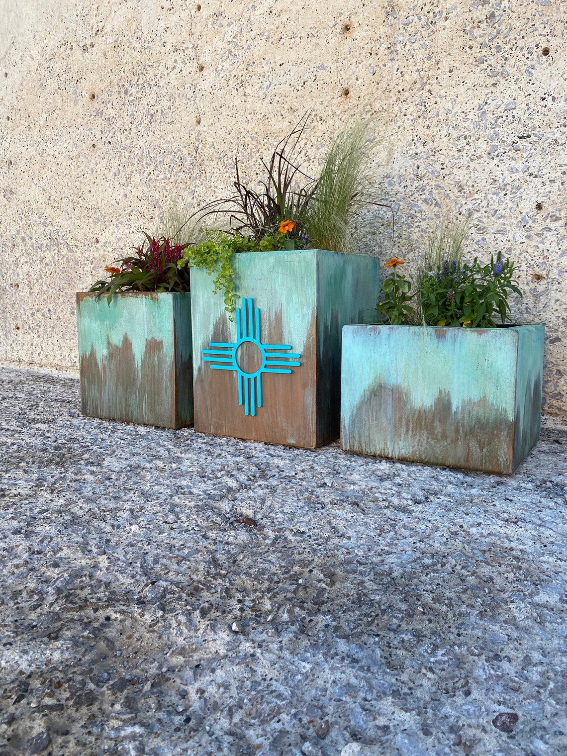 Outdoor Planter Modern Metal Planter Large With Drainage Etsy
