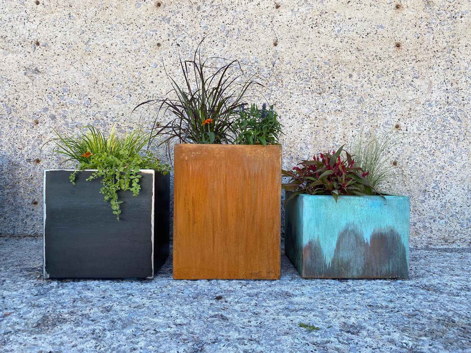 Outdoor Planter Modern Metal Planter Large With Drainage Etsy