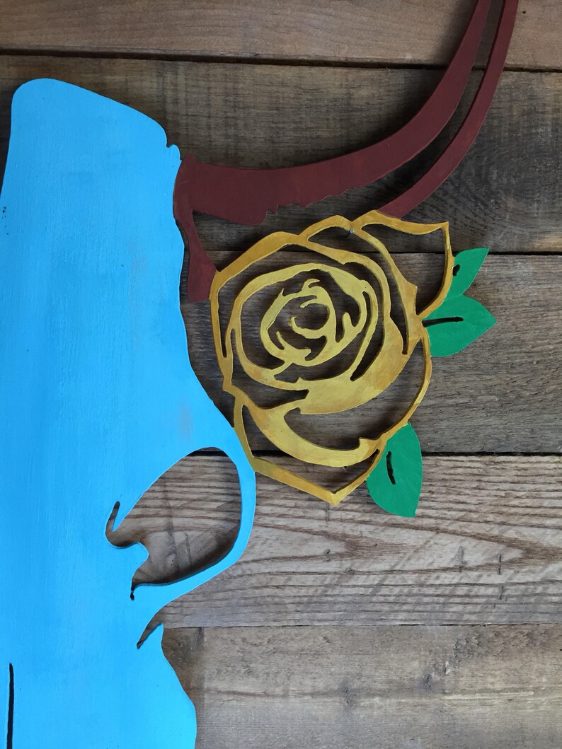 Western Metal Wall Art Boho Decor Hand Painted Cow Skull Etsy