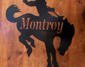 Plasma Cut Metal Art - Rodeo - Horse - Bronc Rider - Rodeo Gift - Western Wall Decor - Bucking Horse - Bronc rider personalized sign