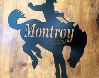Bronc Rider Family Name Sign - Established Sign - Personalized Sign - Rodeo - Last Name Sign - Rodeo Gift - Custom Name Sign - Wedding Sign