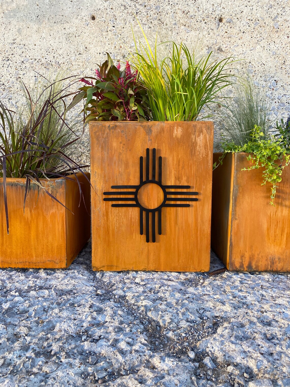 Modern Metal Planter Rust Large Outdoor Planter Box with Etsy