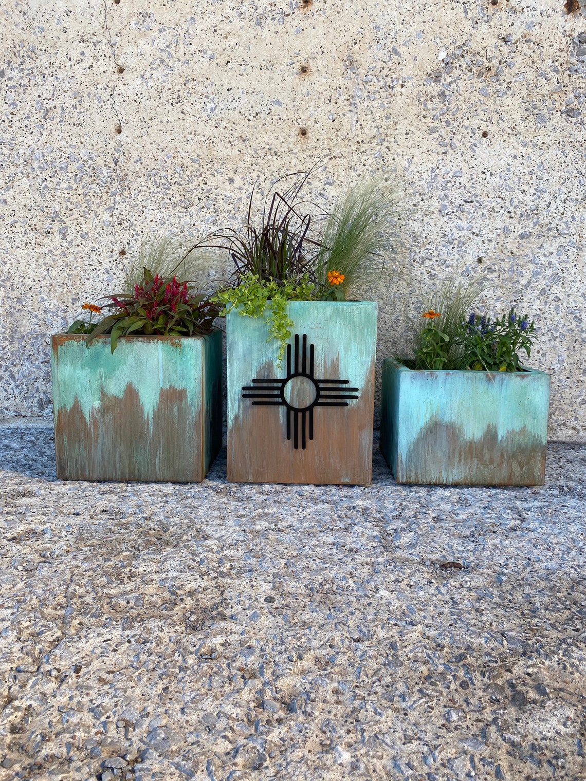 Outdoor Planter Modern Metal Planter Large With Drainage Etsy