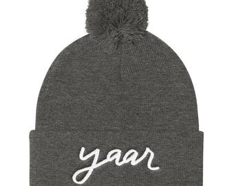 YAAR | Urdu | Lettering | Pakistan | India | Bollywood | Beanie | Pom Pom Knit Cap