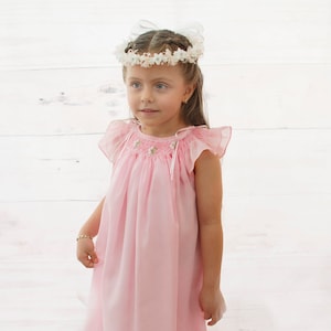 Flower Girl Pastel Pink Matching Sister Dresses, Bishop Dresses, Smocked dresses, Baby dresses, Girl Dresses,  Pink Smocked Dresses