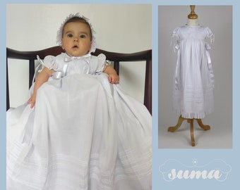 Christening Gown Girls Baptism Gowns Blessing Dresses with hat/bonnet  size 3, 6, 12, 24M #christeninggowns free Personalization