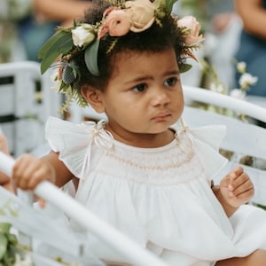 Ivory  Flower Girl Dresses Cotton  Hand Smocked