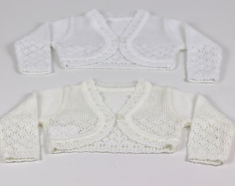 baby boy white christening cardigan