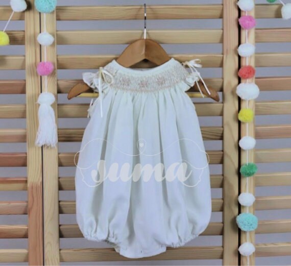 baby girl smocked bubble romper