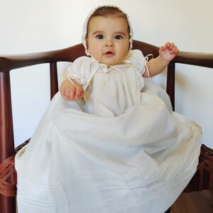 Christening Gown girl, Baptism Gown, Girls Baptism Dress, Dedication Dress, Ivory, Long Christening Gown, Free Personalization image 4