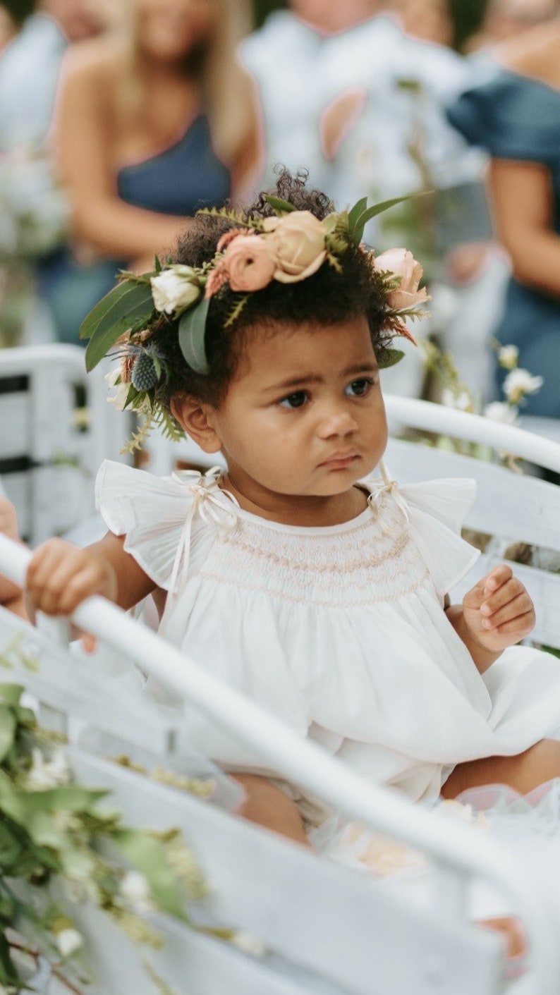 Ivory Flower Girl Dresses Cotton Hand Smocked Etsy