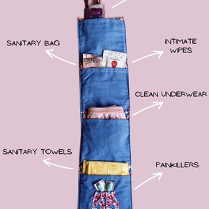 First Period Kit Yellow / Navy, Emergency kit period teen, menstruation kit, first period gift, menstrual kit, first moon image 5