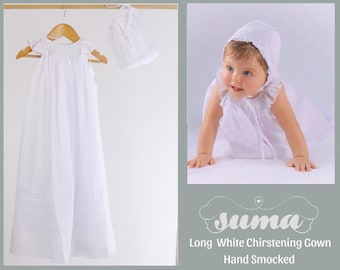 FINAL SALE Baptism Long Baby Girl Christening Gown Baptism Gown White Cotton  Blessing Dress No bonnet