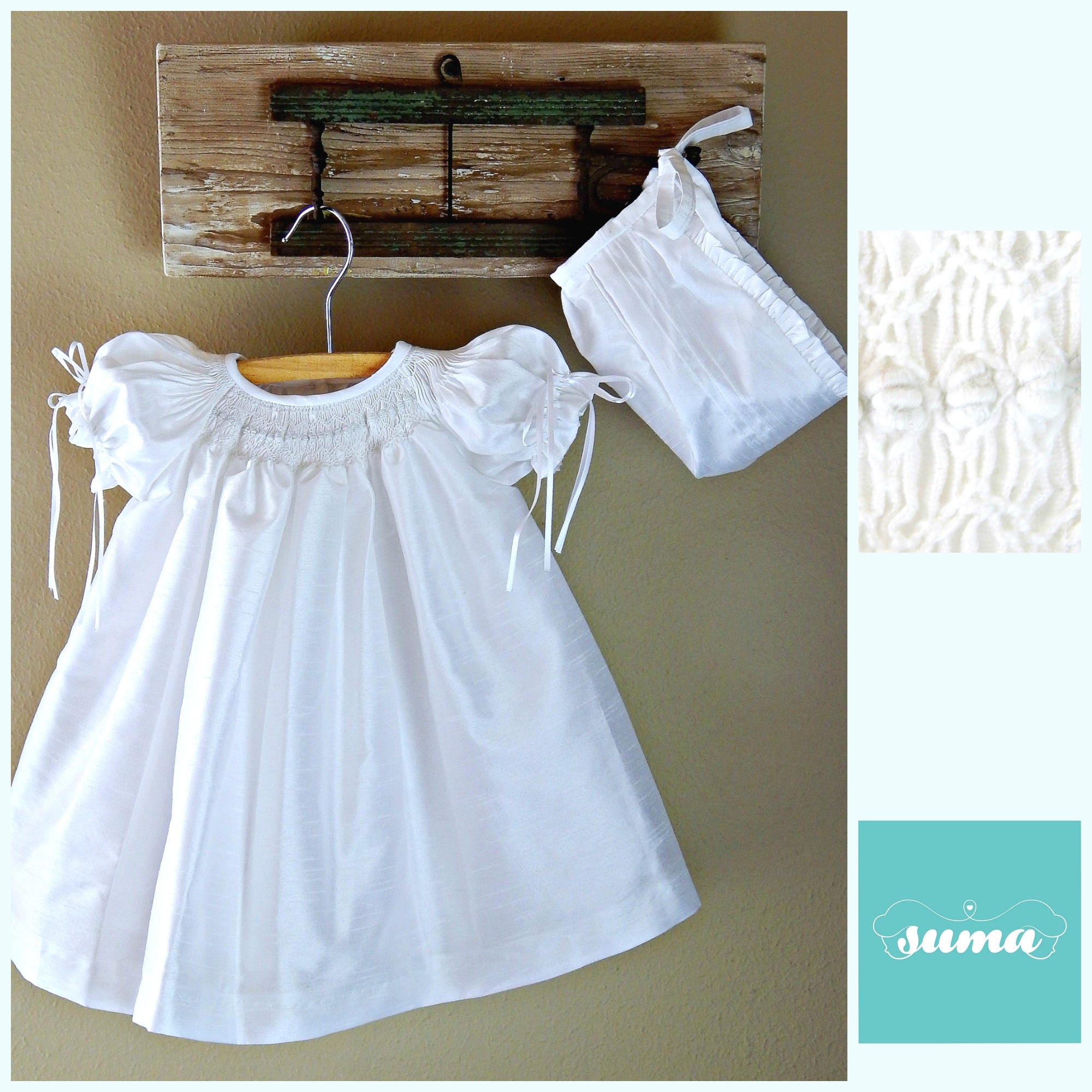 White Christening Dress with Shantung Fabric Baptism Etsy