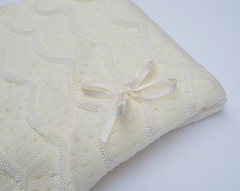 Ivory Christening Blanket -  Baptism Blanket - Blessing Blanket - Dediction Blanket -  Take Home Baby  BLanket - Shawl baby White or Ivory