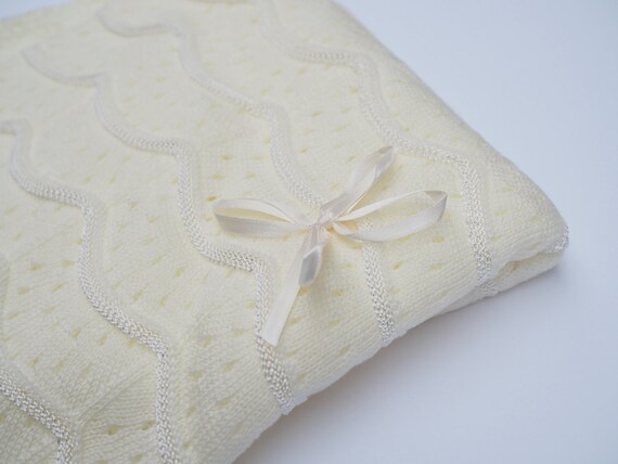 Ivory Christening Blanket -  Baptism Blanket - Blessing Blanket - Dediction Blanket -  Take Home Baby  BLanket - Shawl baby White or Ivory