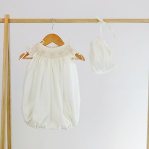 Ivory Bubble  Christening Baptism Romper Baptismal Outfit