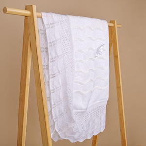 White Christening Blanket -  Baptism Blanket - Blessing Blanket - Dediction Blanket -  Take Home Baby  BLanket - 40&quot; x 50&quot;