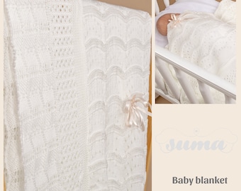 White Christening Blanket -  Baptism Blanket - Blessing Blanket - Dediction Blanket -  Take Home Baby  BLanket - 40" x 50"