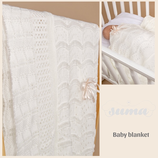 White Christening Blanket -  Baptism Blanket - Blessing Blanket - Dediction Blanket -  Take Home Baby  BLanket - 40" x 50"