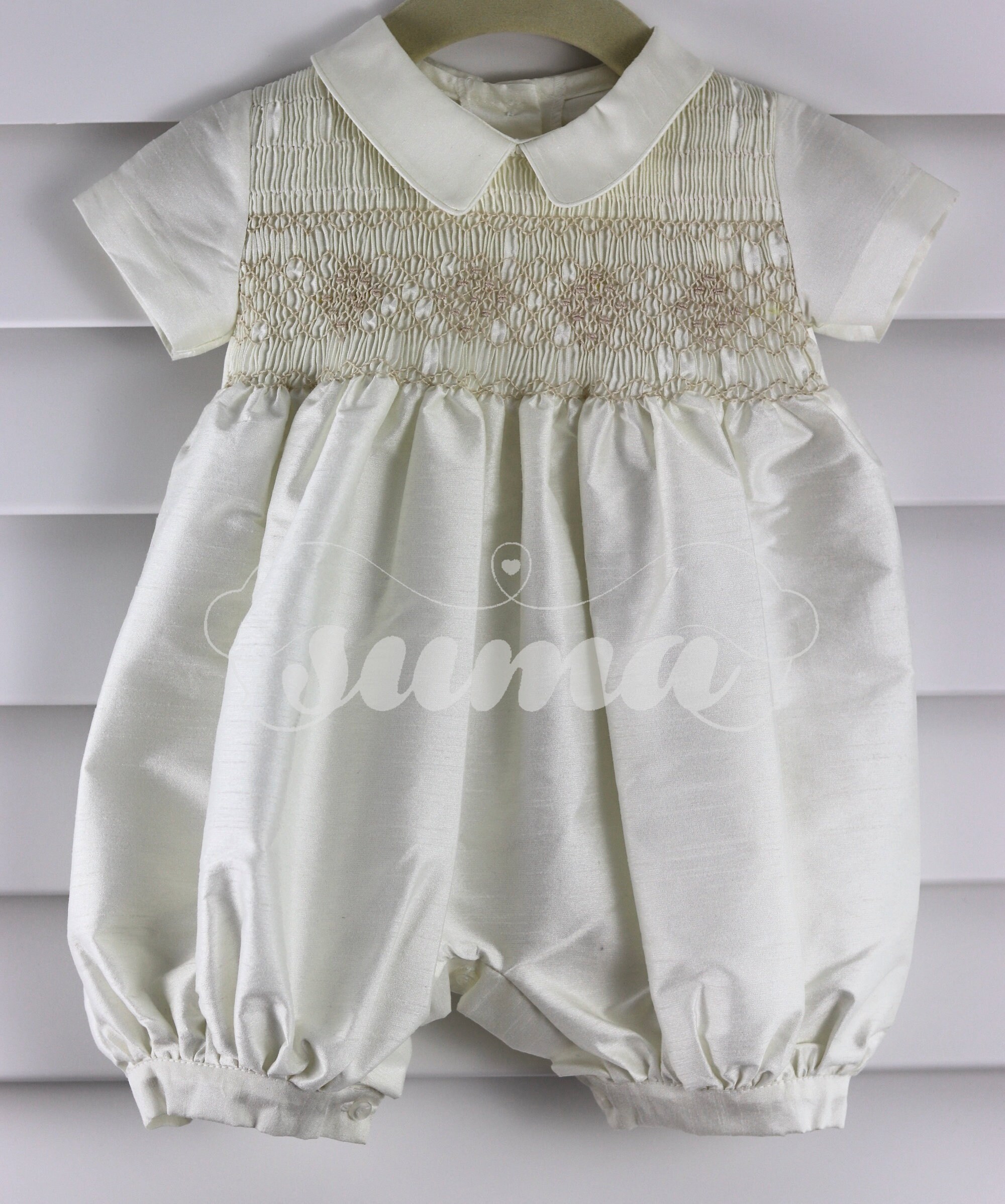 baby boy smocked romper suits
