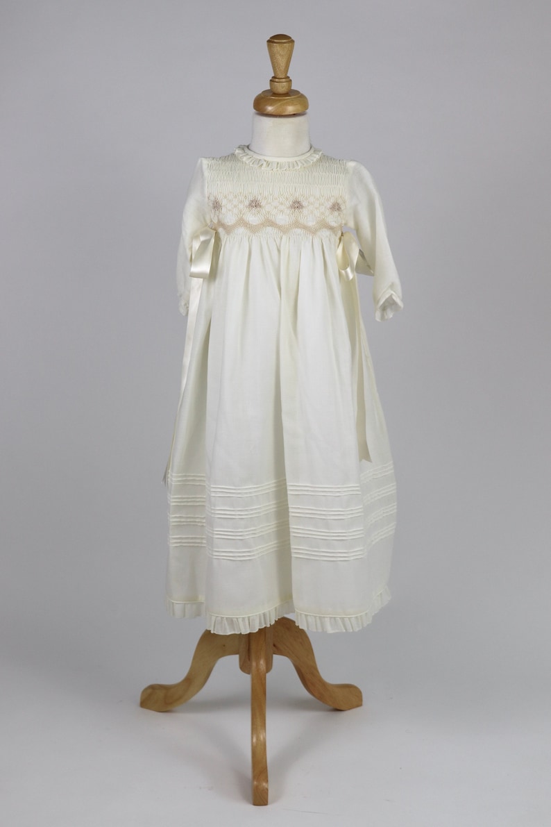 Christening Gown Long Sleeves Baptism Dress Gown White or Etsy