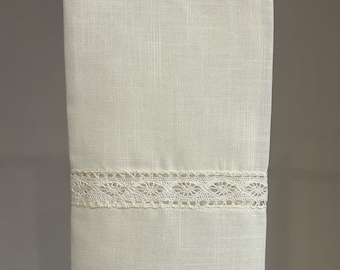 Christening Handkerchief with Lace, Baptism Gift
