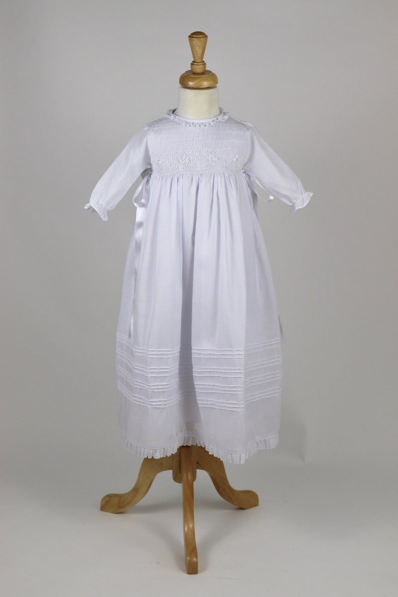 Christening Gown Long Sleeves Baptism Dress Gown White or Etsy