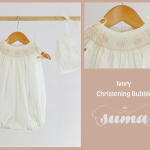 Ivory Bubble  Christening Baptism Romper Baptismal Outfit