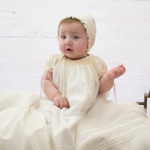 Christening Gown girl, Baptism Gown, Girls Baptism Dress, Dedication Dress, Ivory, Long Christening Gown, Free Personalization image 2