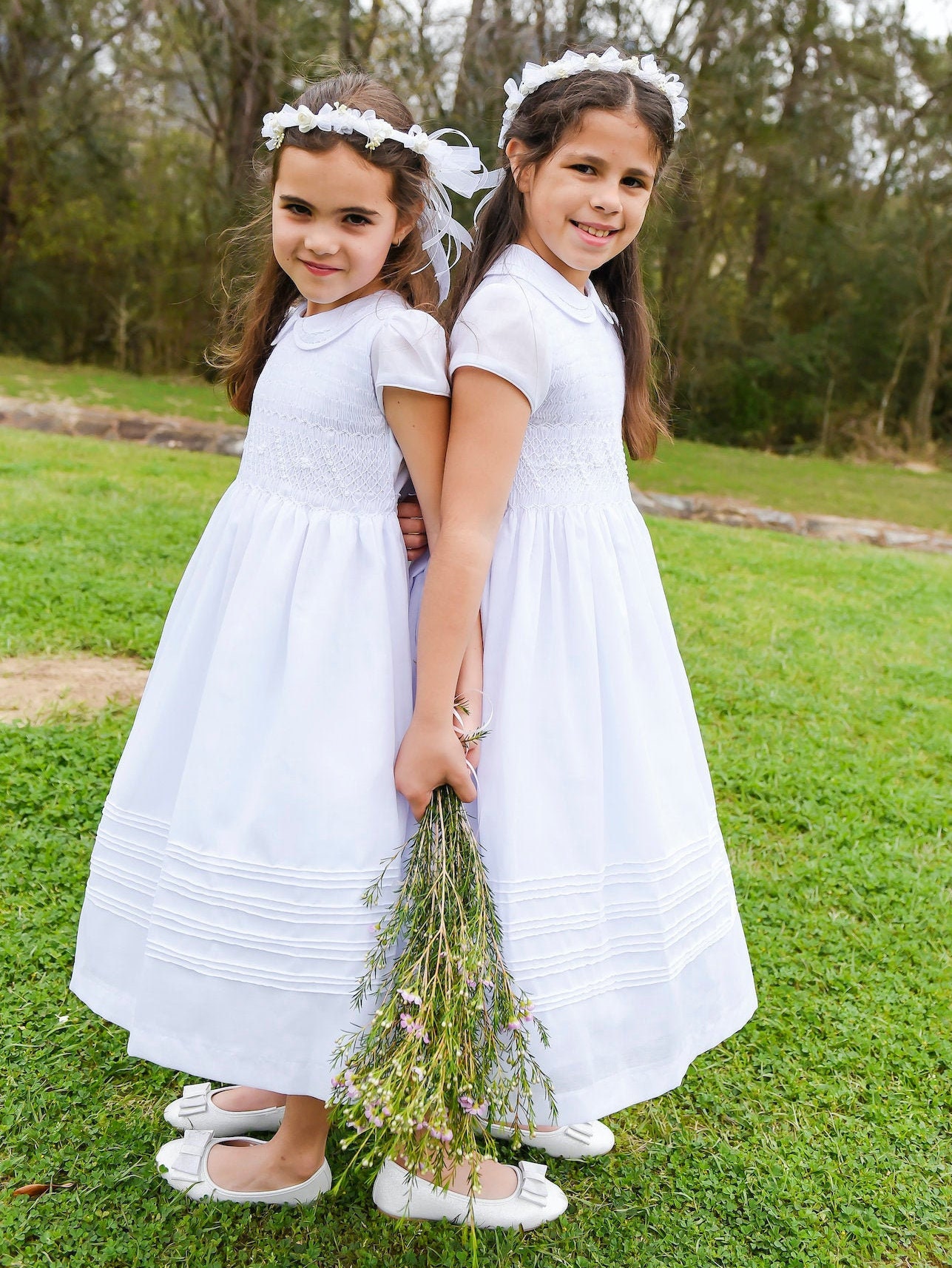 White Cotton Fabric First Communion Dress Hand Made Smocked - Etsy