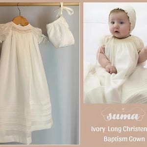 Christening Gown and bonnet  for Baby Girl, Baptism Gown for Girls, Baby Blessing Gown, Dedication, Spanish Dress,  Free Personalization