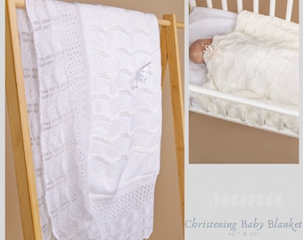 White Christening Blanket -  Baptism Blanket - Blessing Blanket - Dediction Blanket -  Take Home Baby  BLanket - 40" x 50"