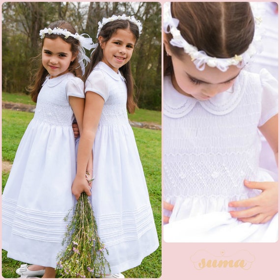 smocked flower girl dress