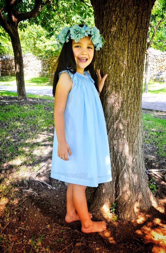 Flower Girl Pastel Blue Matching Sister Dresses, Flower Girl Dresses, Smocked dresses, Bishop Dress, Baby Dresses, Girl Dresses