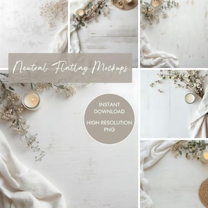 Neutrale mockupbundel | Minimalistisch plat, helder, schoon png-bestand (digitale download)